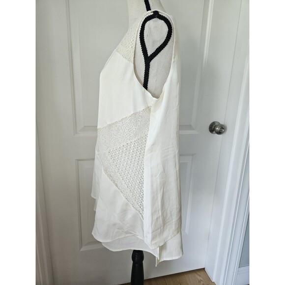 H By Halston Mixed Media Tank Ivory Satin And Lace, women's Size‎ 8 - Picture 2 of 8